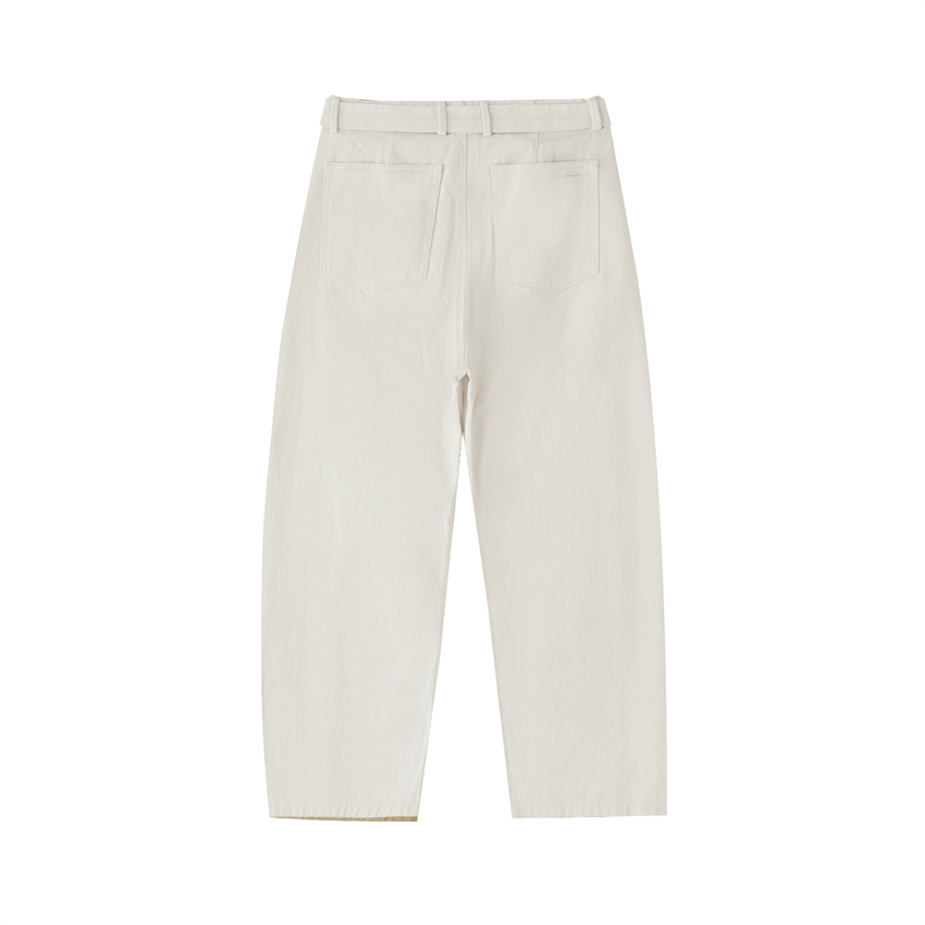 Belted Barrel-leg Chino Pants