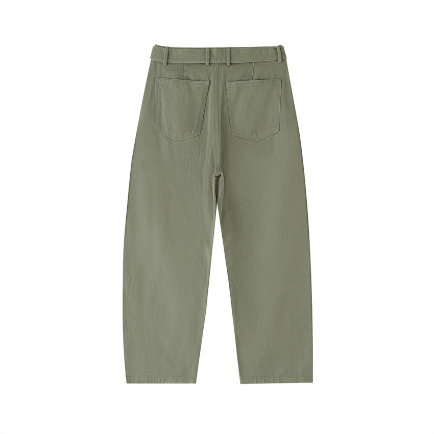 Belted Barrel-leg Chino Pants