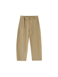 Belted Barrel-leg Chino Pants