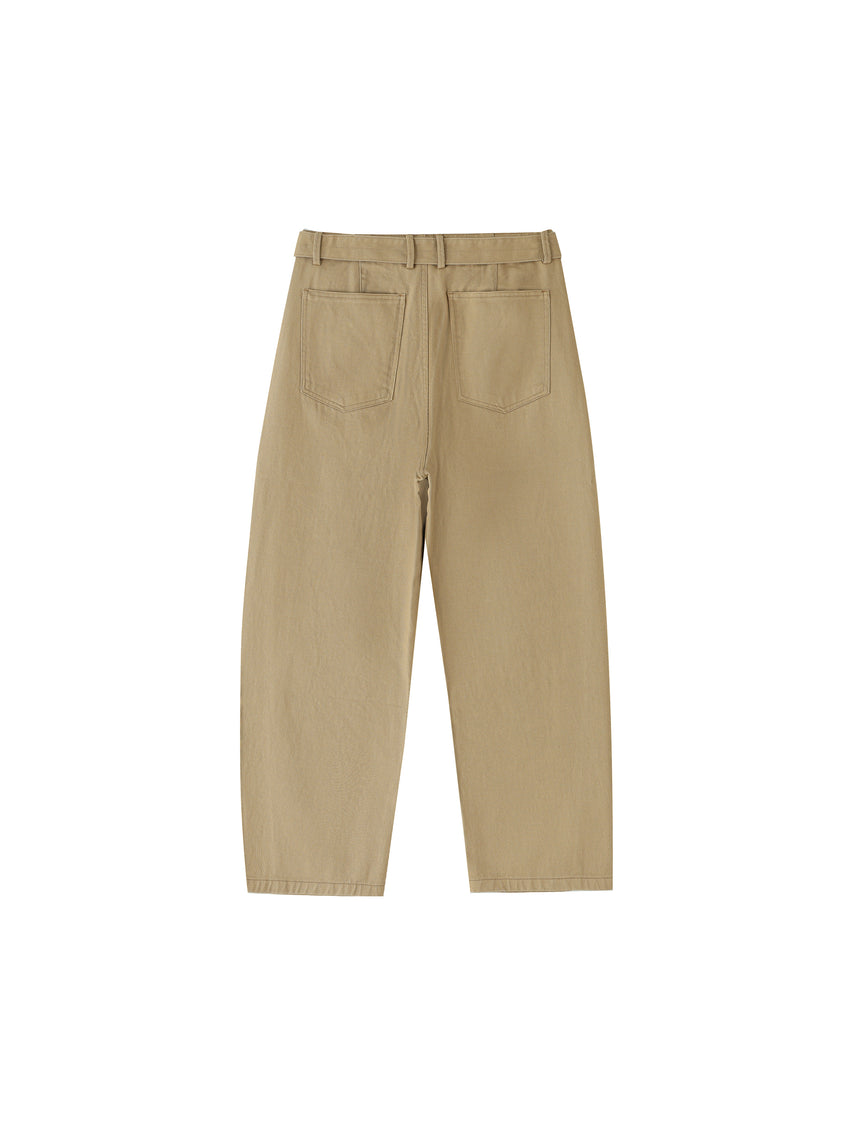 Belted Barrel-leg Chino Pants